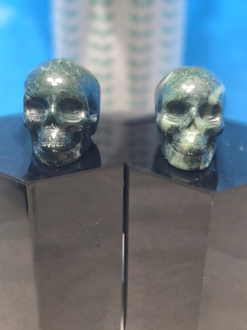 Moss Agate Skull Carving