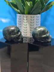 Moss Agate Skull Carving