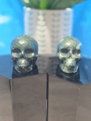 Moss Agate Skull Carving