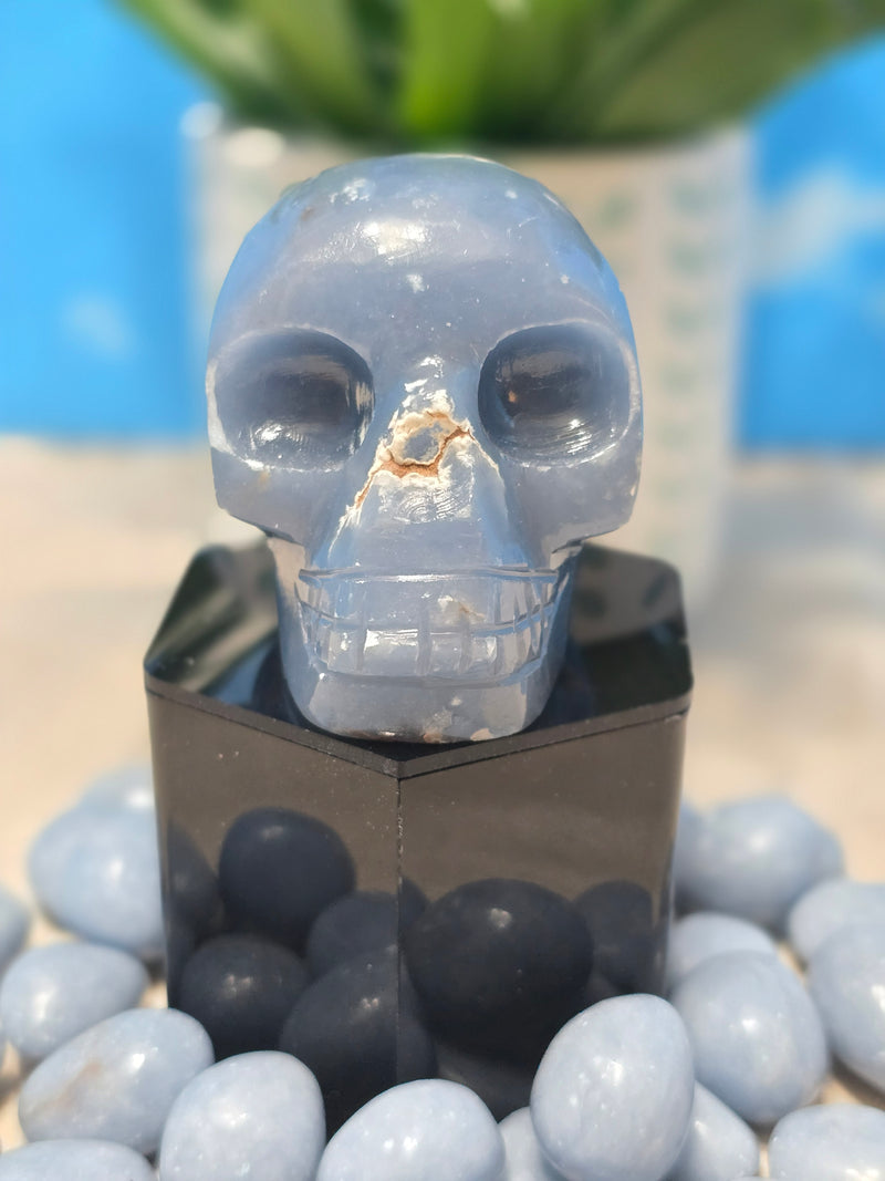 Angelite Skull Carving