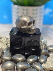 Pyrite Skull Carving