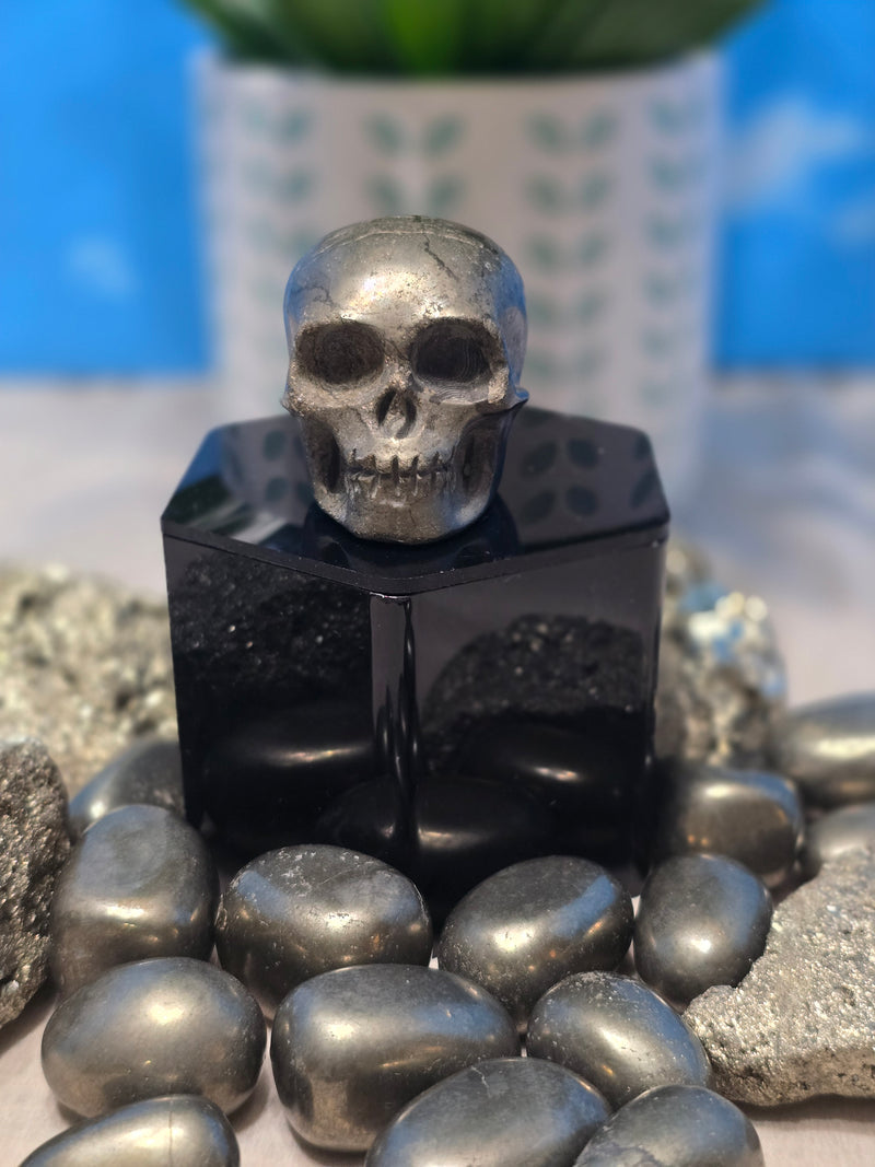 Pyrite Skull Carving