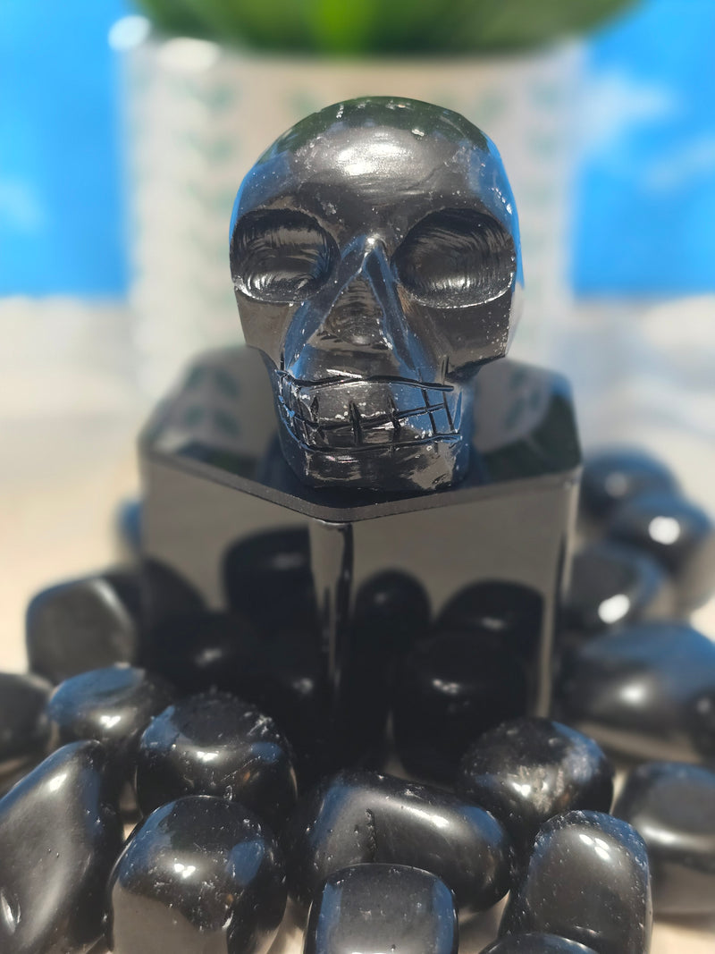 Obsidian Skull Carving