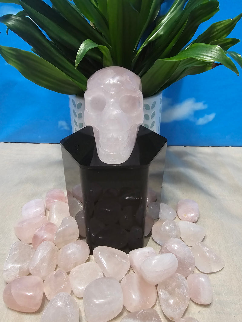 Rose Quartz Skull Carving