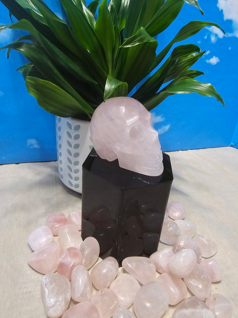 Rose Quartz Skull Carving