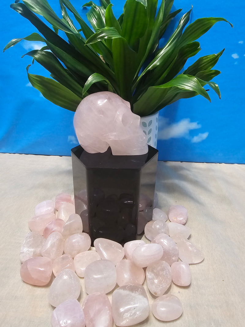 Rose Quartz Skull Carving