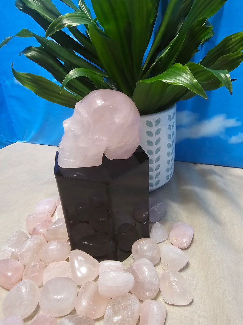 Rose Quartz Skull Carving