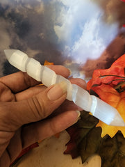 Selenite Double Tourminated Point Wand